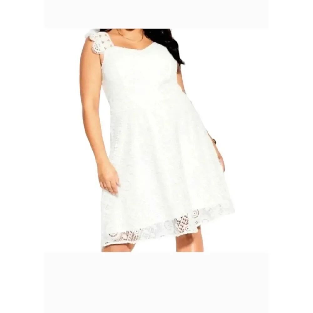 City ChicāDress Dainty Lace Ivory 1XL 18 18W Bridal Beach Boho Wedding NWT